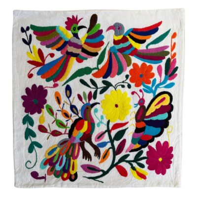 Two Sisters Funda de Cojín Bordado a Mano Auténtico Artesanal Original de Tenango México Cuadrada 41 x 41 cm (Ahí vienen mis amigos)