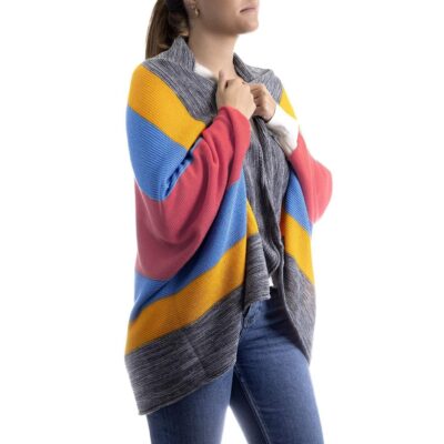 Two Sisters Poncho Chalina Capa Delgado y Amplio con Franjas de Colores, Talla Única para Mujer
