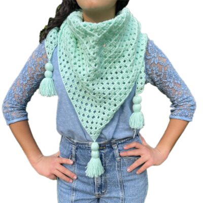 Two Sisters | Bufanda Chal, Tejido a Mano Crochet Unitalla (Menta)