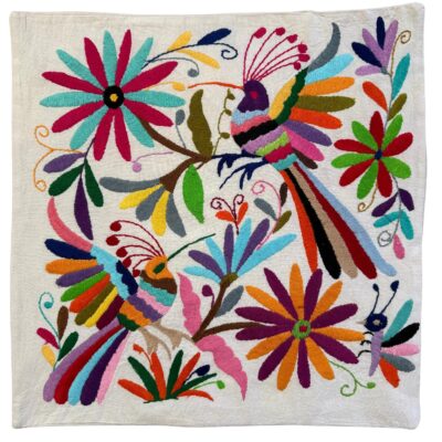 Two Sisters Funda de Cojín Bordado a Mano Auténtico Artesanal Original de Tenango México Cuadrada 41 x 41 cm (Fiesta de Animalitos)