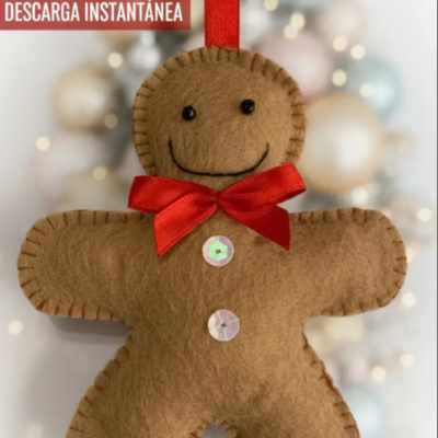 Patrón PDF Guirnalda Jengibre Navideña | Molde de Fieltro para Coser a Mano | Adorno Navidad DIY (Digital Download)