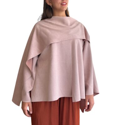 Poncho saco rosa suede